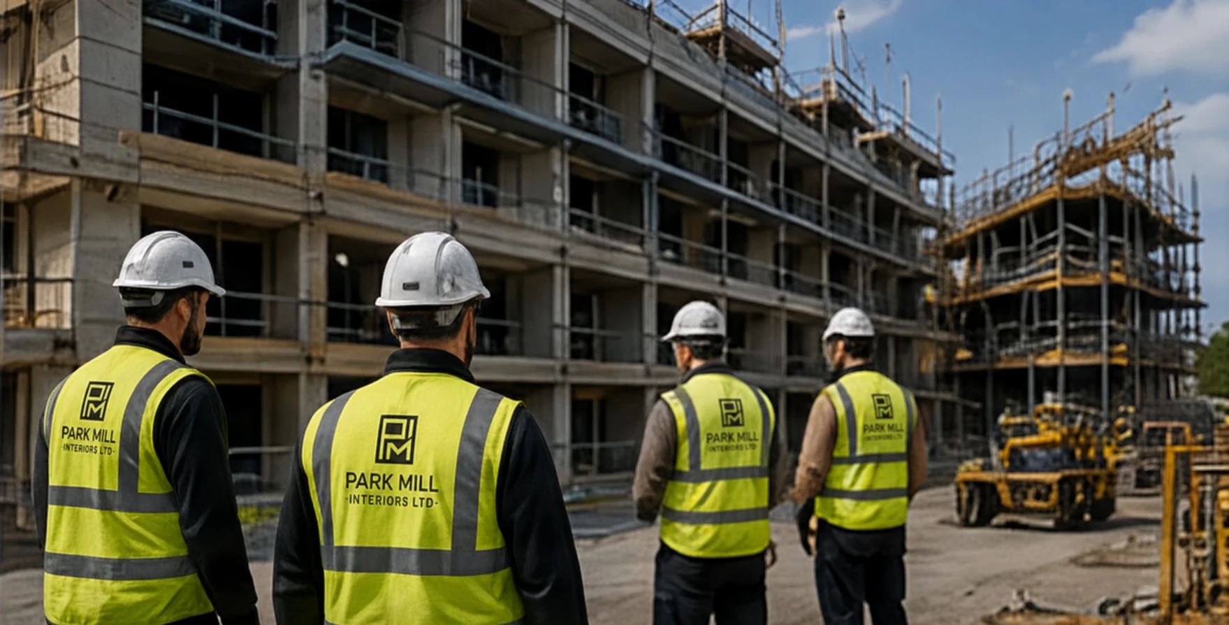 PMI operatives arriving at a commercial construction site