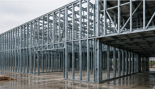 Steel framing system installed on a commercial construction project